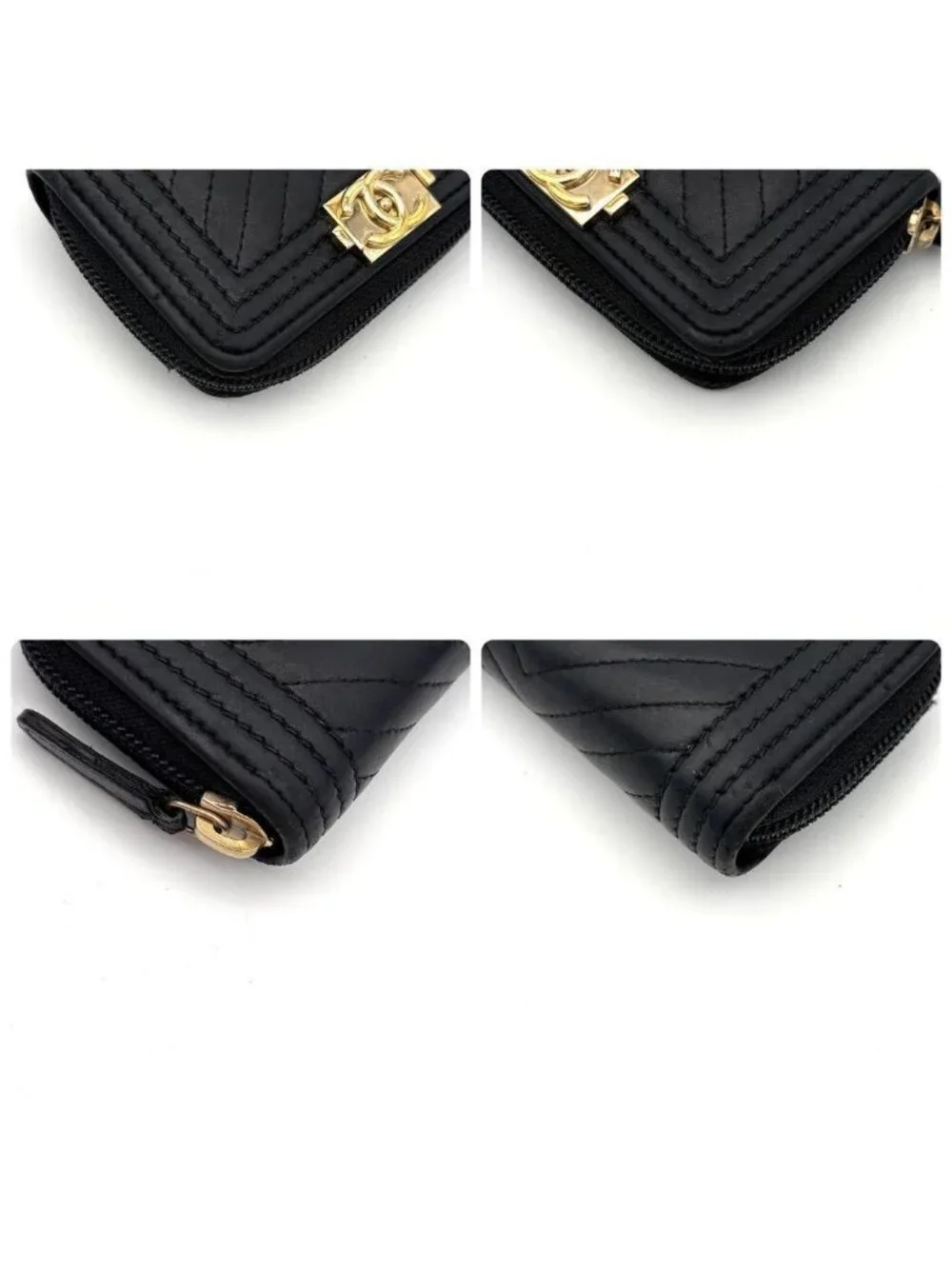 Chanel Boy She Blanc Coin Case Black Lambskin